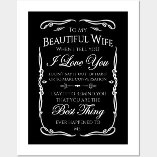 Sweet Romantic Message to Wife Posters and Art